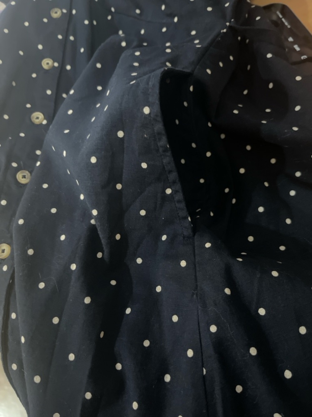 Abercrombie & Fitch Navy Polka Dot Tie Front Dress Size M Button Front Pockets - Picture 8 of 8
